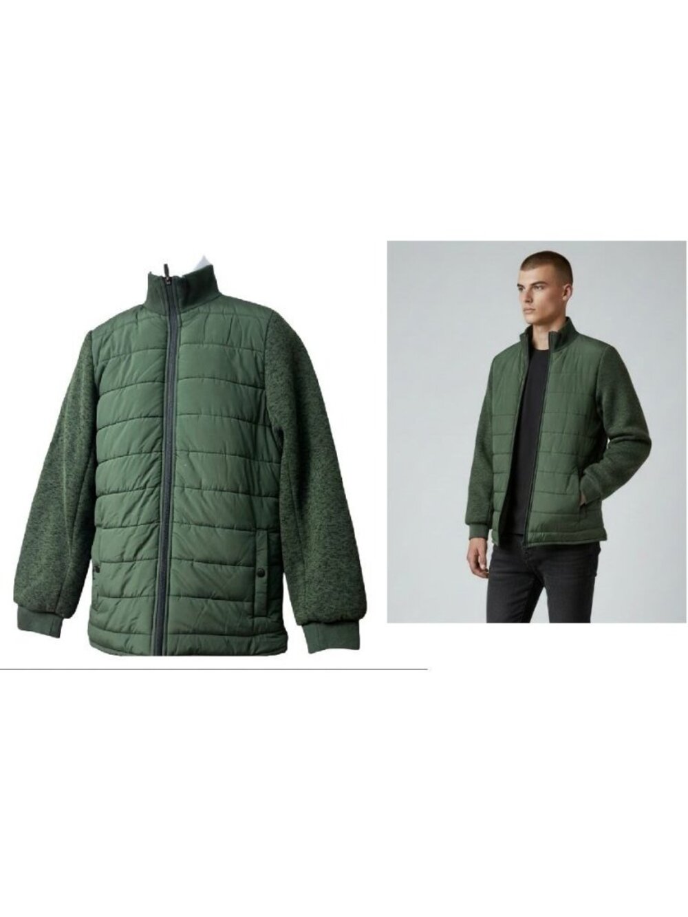 Zella Mixed Media Recycled Polyester Jacket, Olive Green, Sz. S-small  tear